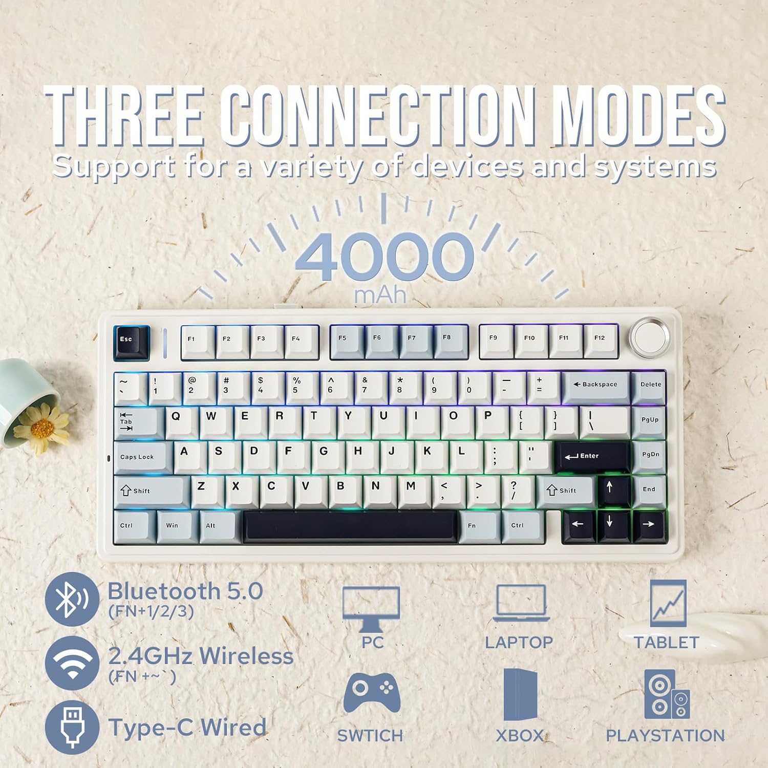 Gaming Keyboard Hot Swappable - Aula F75 Mechanical Keyboard 75% Wireless