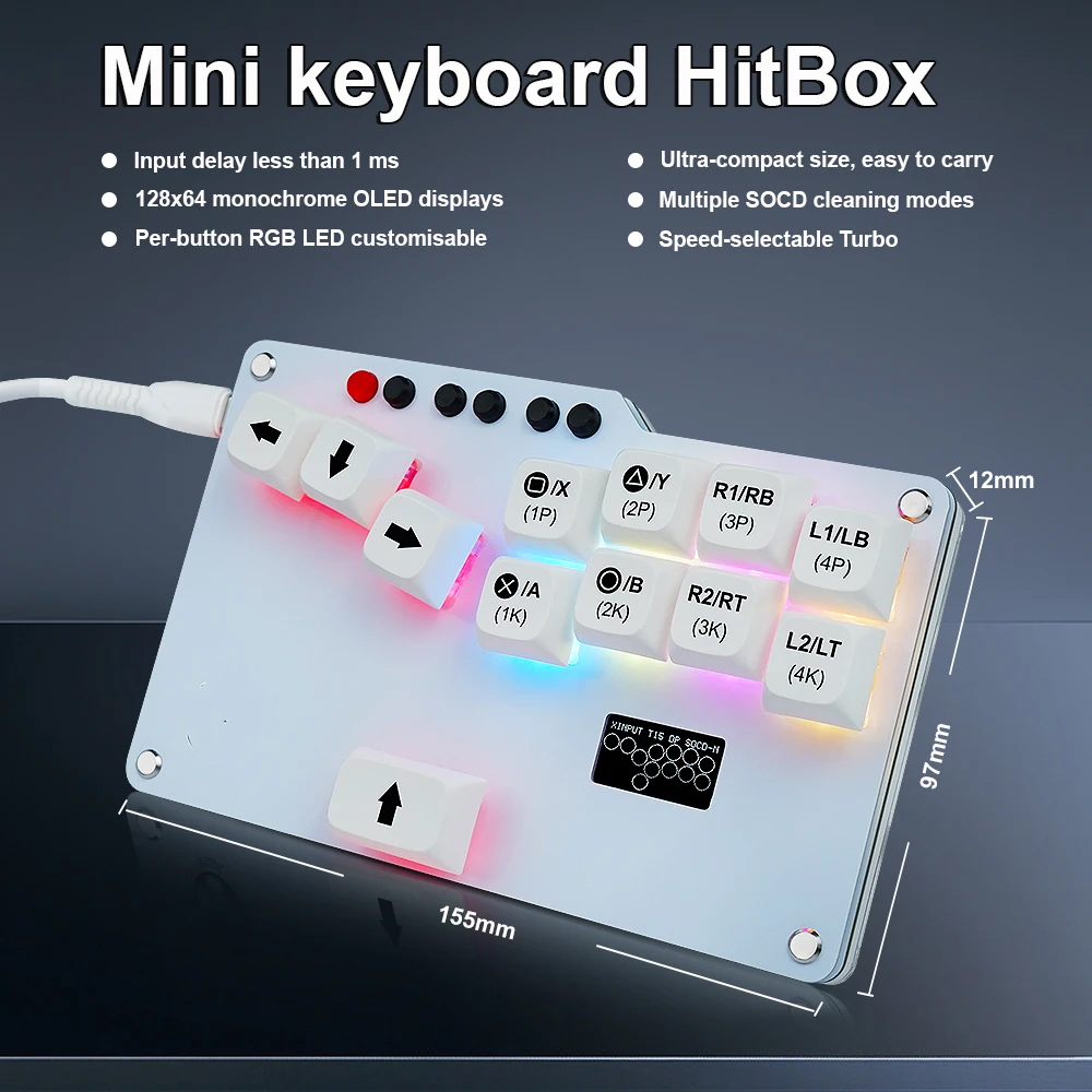 Gaming Keyboard No Rgb - Hitbox Mini GP2040 CE Fightstick Pocket