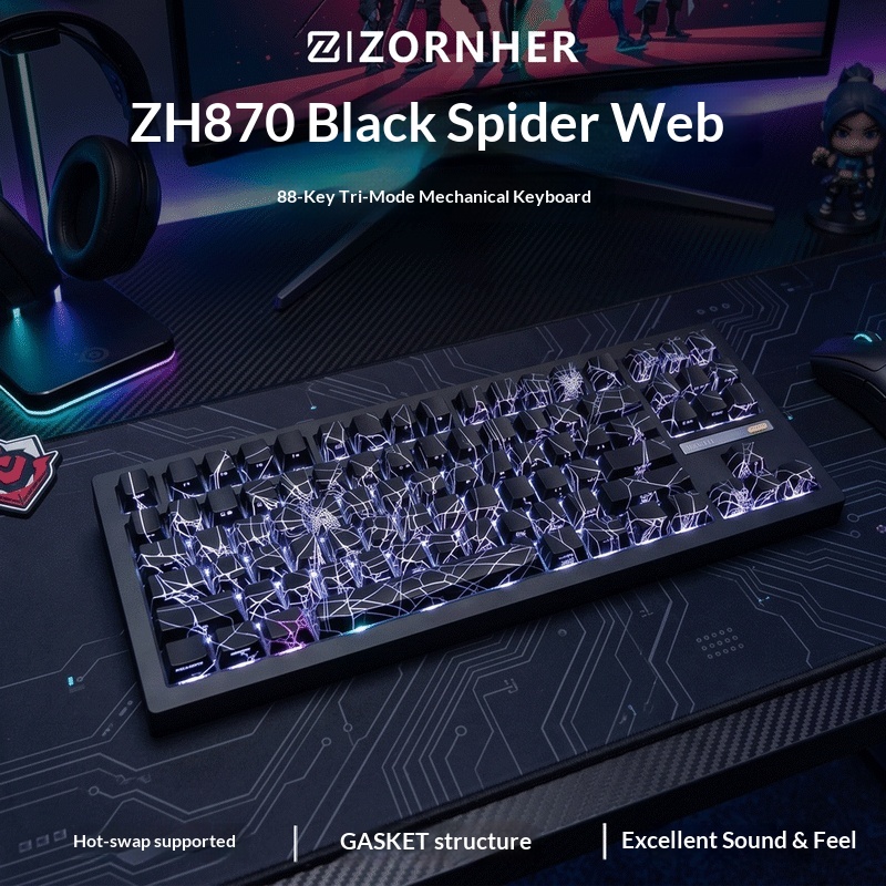 Gaming Keyboard Hot Swappable - Zizornher Mechanical Gaming Keyboard Zh870 Black