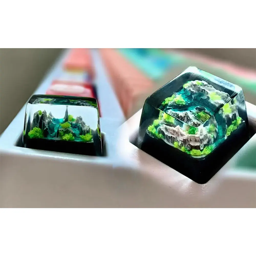 Gaming Keyboard No Rgb - Mountain and Sea Keycaps Artisan Resin