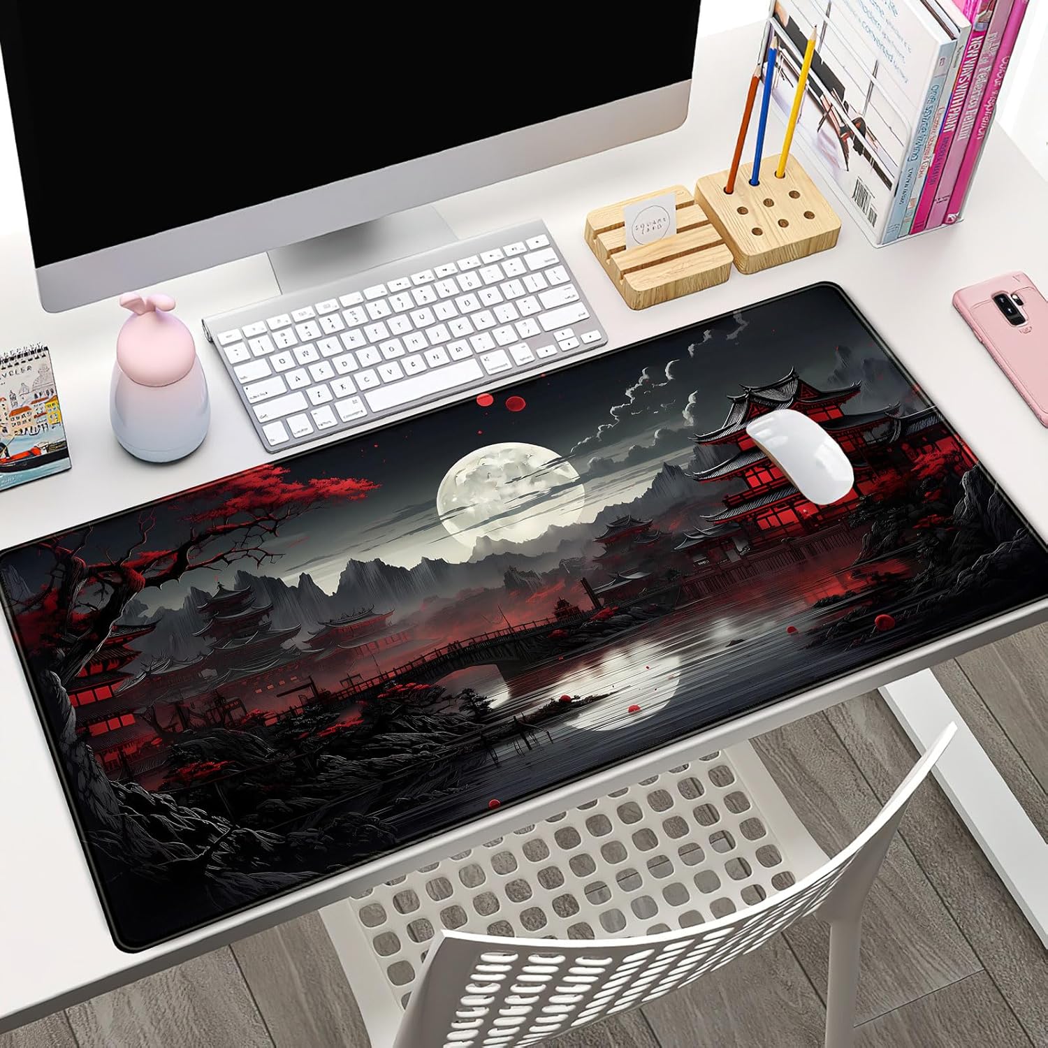 Japanese Desk Mat Riverside Fu - Gaming Keyboard Mouse 评论和价格