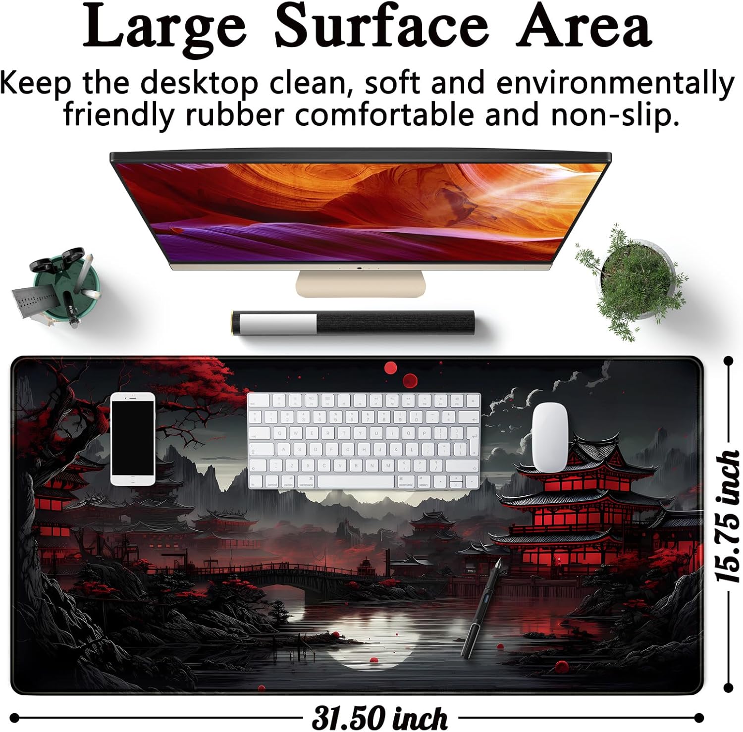 Japanese Desk Mat Riverside Fu - Gaming Keyboard Mouse 评论和价格