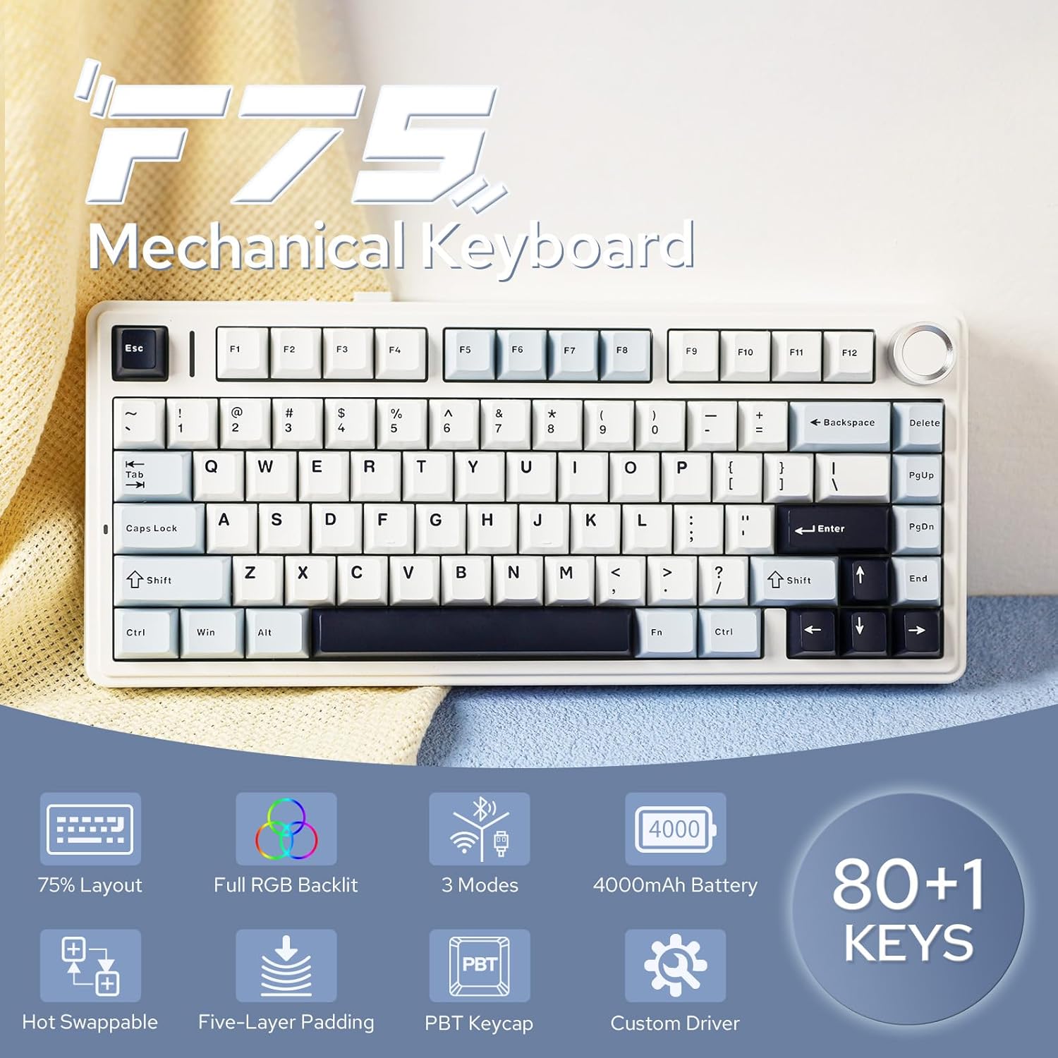 Aula F75 Mechanical Keyboard 7 - Gaming Keyboard Hot Swappable 评论和价格