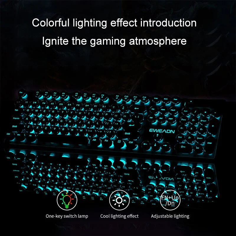 Retro Punk Mechanical Feel Key - Gaming Keyboard No Rgb 评论和价格