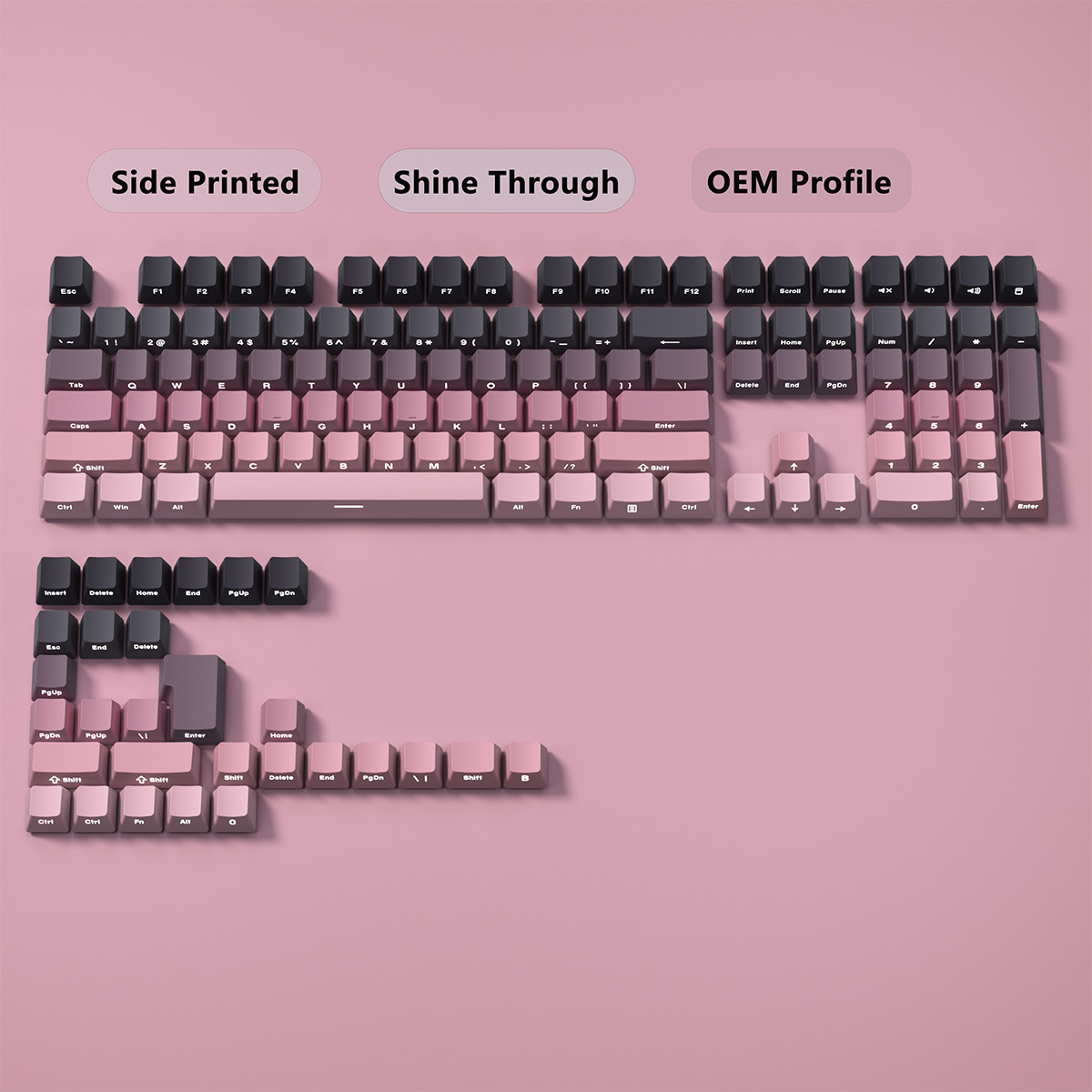 Gradient Keycaps Side Printed  - Gaming Keyboard Typewriter 评论和价格