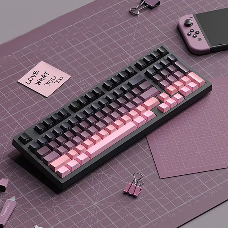 Gradient Keycaps Side Printed  - Gaming Keyboard Typewriter 评论和价格