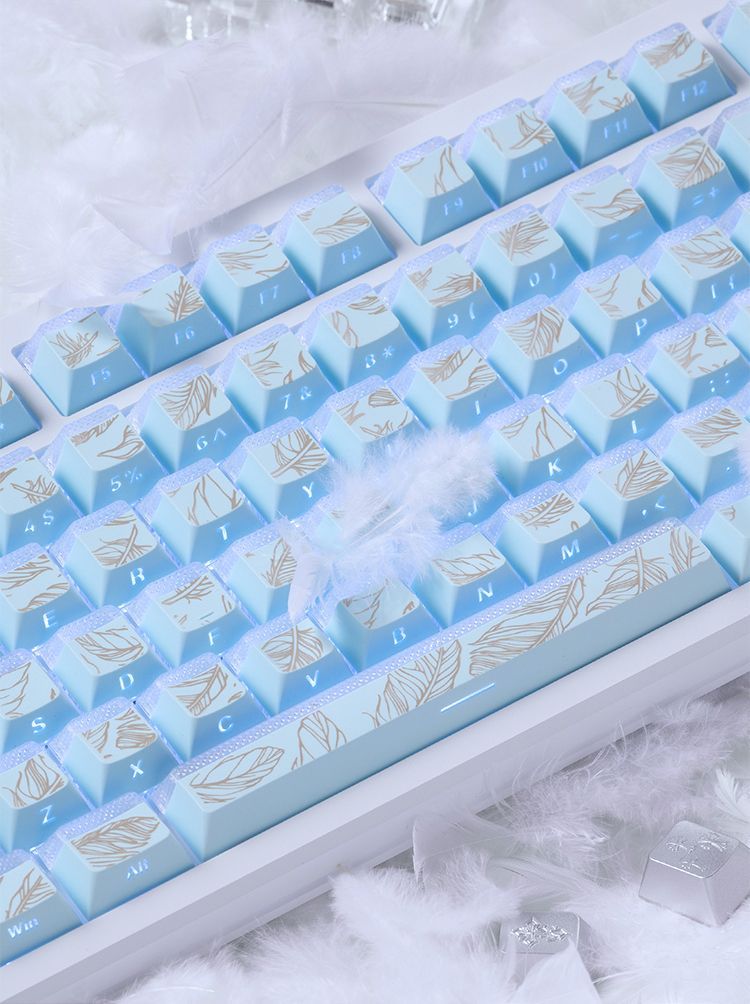 Feather Pattern 97 Keycaps Che - Gaming Keyboard Tkl 评论和价格