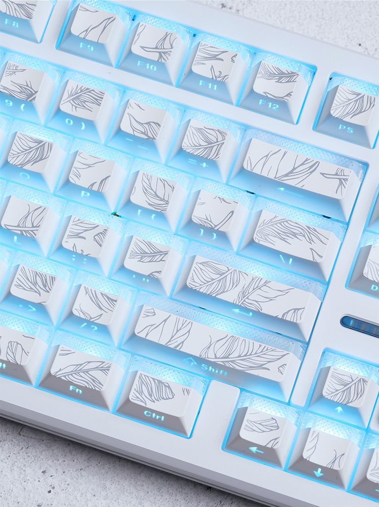Feather Pattern 97 Keycaps Che - Gaming Keyboard Tkl 评论和价格