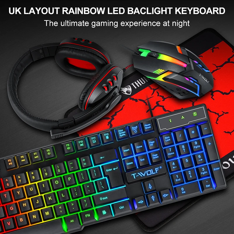 T-WOLF Game Four Piece TF800 I - Gaming Keyboard And Mouse Set 评论和价格