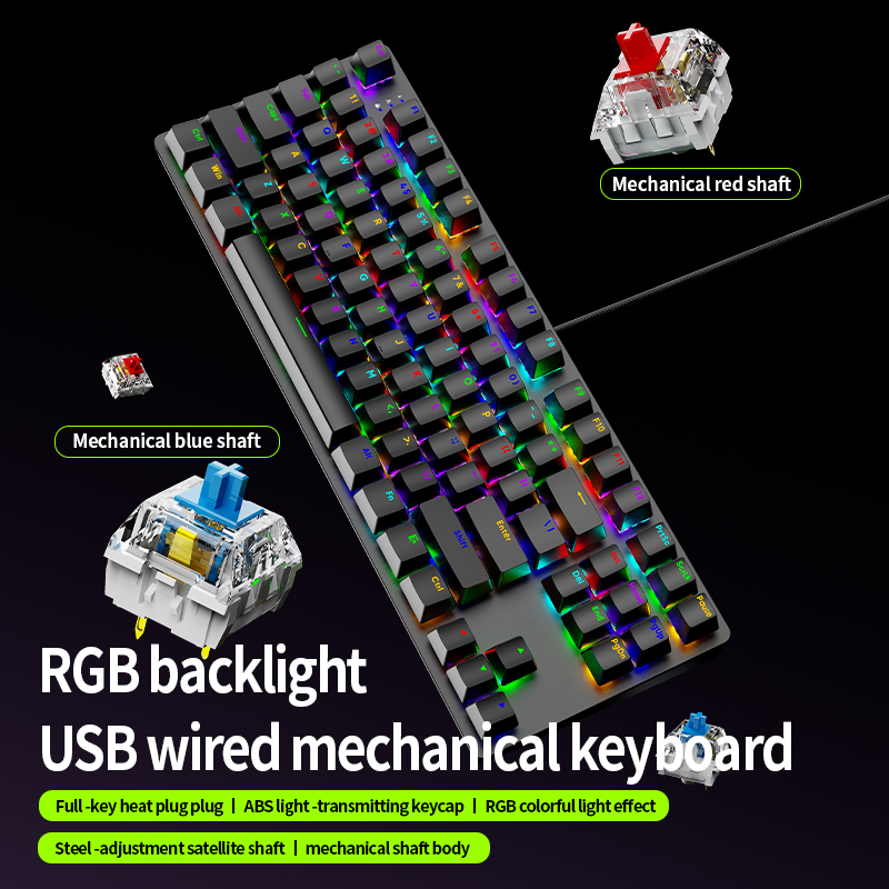 AK87 Hot Swappable Mechanical  - Keyboard Gaming Blue Switch 评论和价格