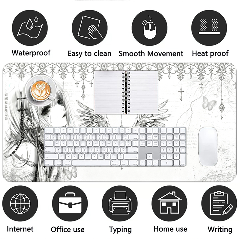 Leather Mousepad Black White A - Gaming Keyboard Mouse 评论和价格