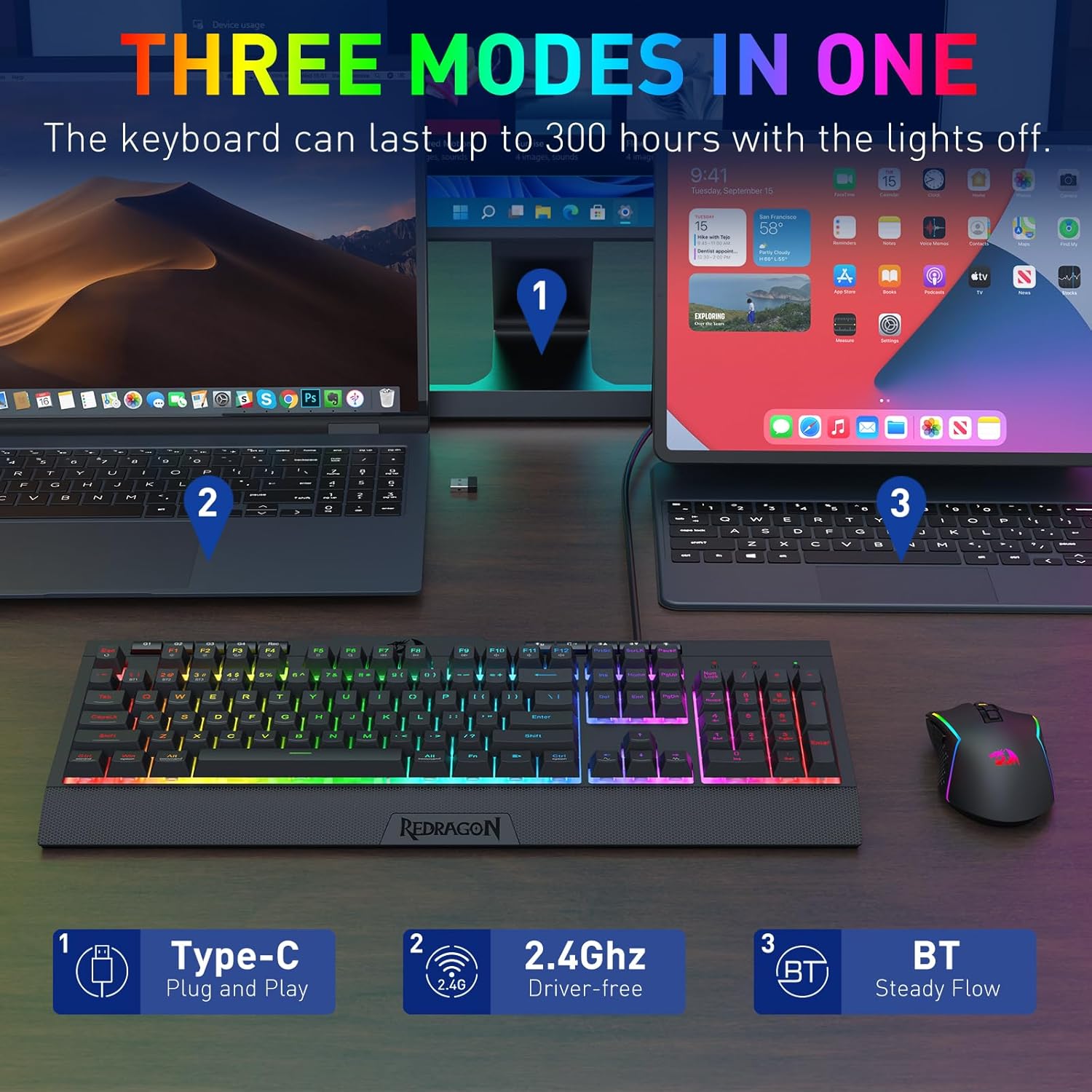 Redragon S151 PRO 3-Mode Wilre - Gaming Keyboard Extension 评论和价格